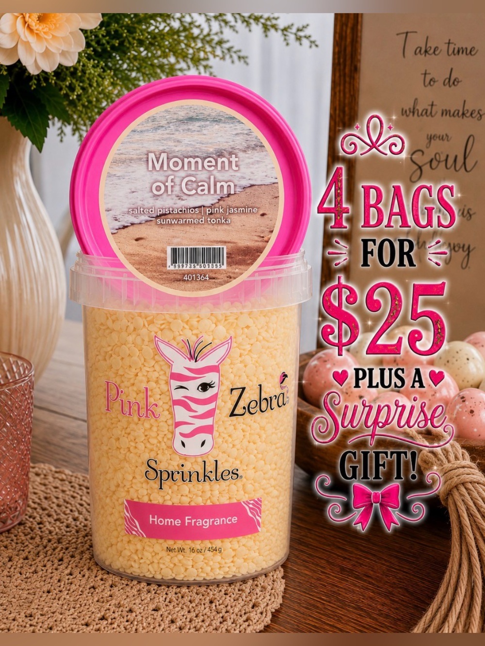 Pink Zebra Moment of Calm Soy Wax Melt 2oz Bag